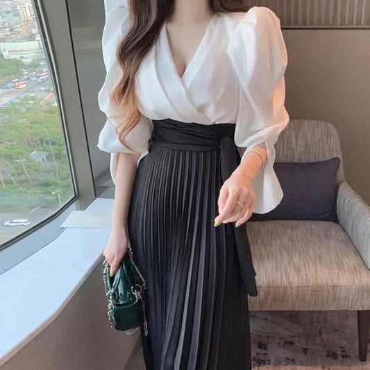 New Girl Japan Style Asymmetrical Lace-up Solid Casual Sweet Natural Factors Waist Pleated Midi Ankle-Length Skirt Women&#39;s XL